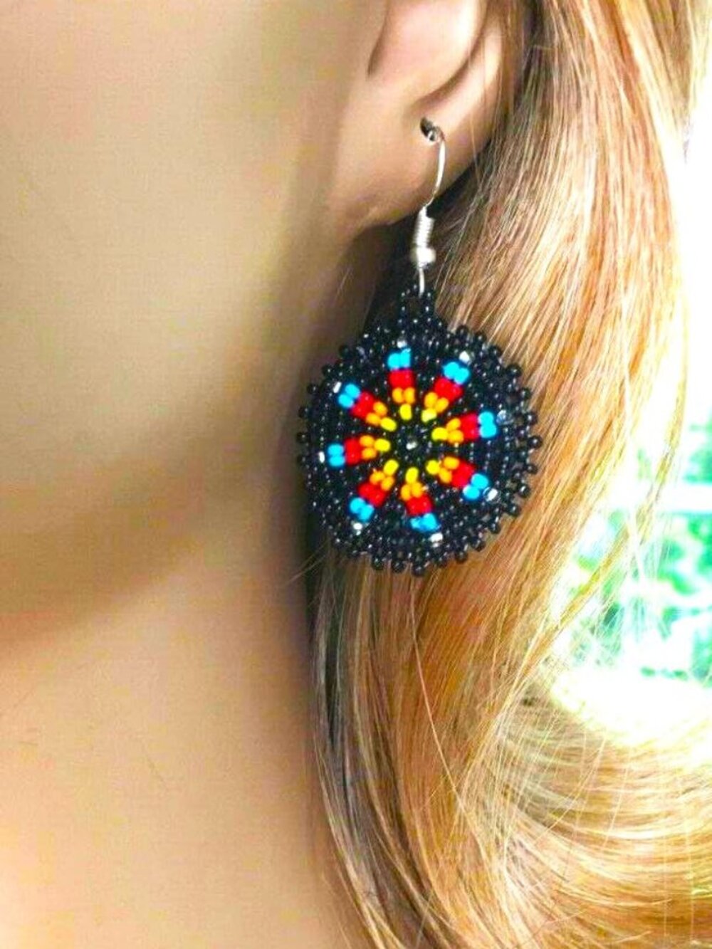 Handmade Cute Seed Beaded Earrings 1.2 Round